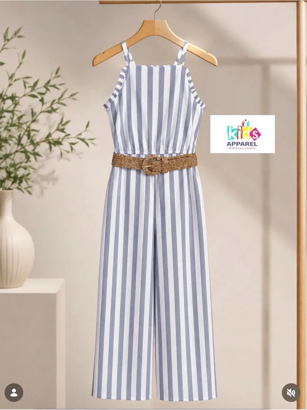 Paisley lane striped belt jumpsuit tank top outfit girls 10 NWT